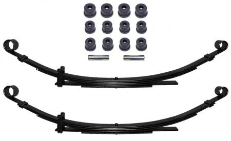 2 Blattfedern verstrkt fr Suzuki SJ410 + SJ413 Hinterachse (5 lagig) mit Polyurethan Buchsen Set