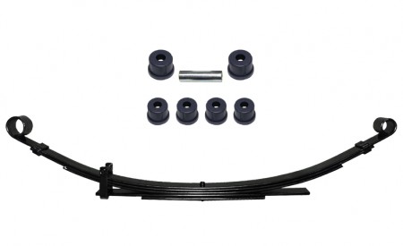 1 verstrkte Blattfeder fr die Suzuki SJ410 + SJ413 Hinterachse (5 lagig) + Polyurethan Buchsen Set